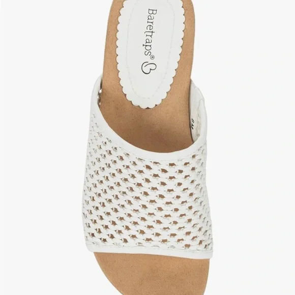 BareTraps White and Tan Wedge Sandals